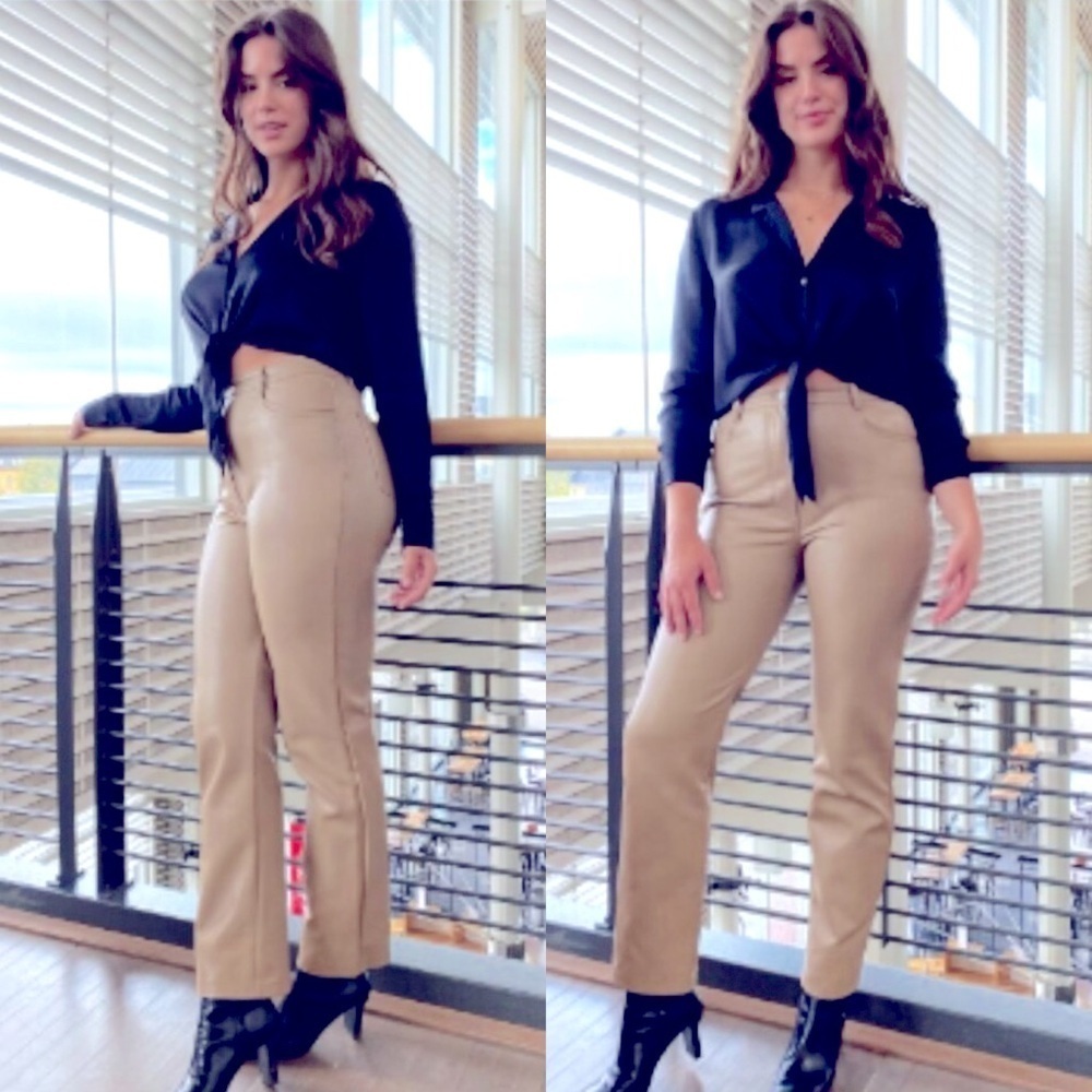 Wilfred Aritzia MELINA PANTS Constant Camel Vegan Leather size 4